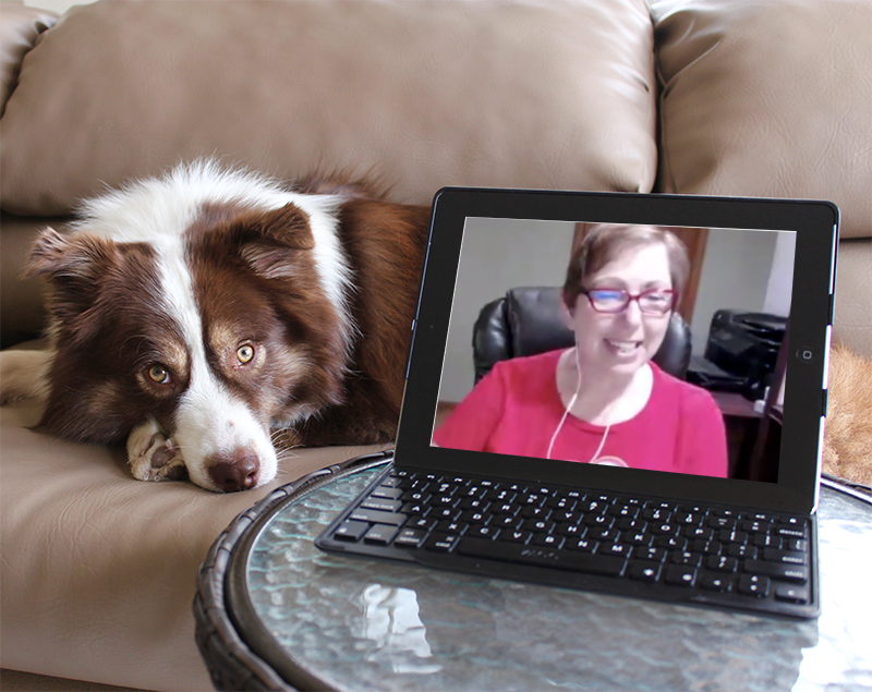 Kathy and dog laptop
